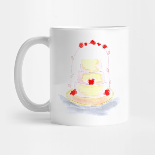 Wedding, cake, banquet, sweet treat, tasty, food, watercolor, illustration by grafinya